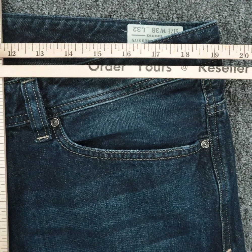 Diesel Jeans Mens 38x32 Blue Viker Straight 5 Pocket Dark Wash Denim